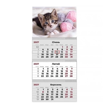 Календарь настенный квартальный Axent 2027 Cats 1, 3 пружины (8803-27-7-A)