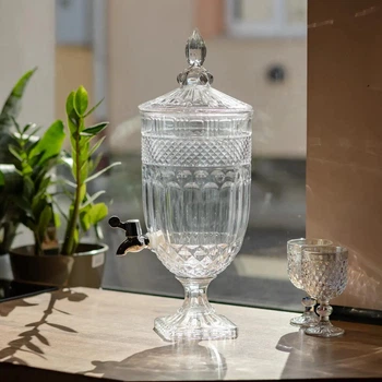 Лимонадница с краном на подставке стеклянная 5 л Topaz Crystal стеклянная лимонадница диспенсер для напитков лимонадов и мохито