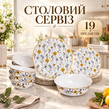Сервиз столовый набор тарелок с салатником 19 предметов на 6 персон Buttercups набор посуды для сервировки тарелки салатник сервиз на подарок