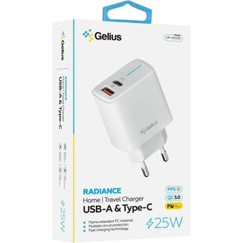 Зарядное устройство Блок питания Gelius 1USB + 1Type-C 25W