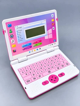 Ноутбук знаний WToys озвучивание на украинском и английском языке алфавит цифры скороговорки сказки песни загадки викторина Розовый (30916)