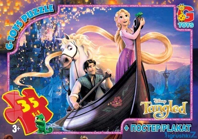Пазлы G Toys "Рапунцель" TA 001 +постер 35 элементов в коробке 19 см × 3.5 см × 13.5 см
