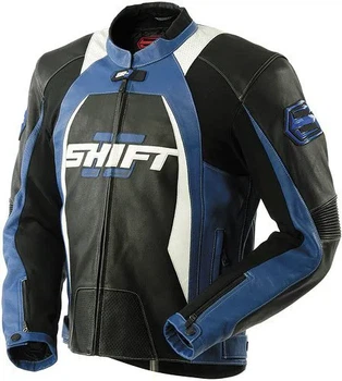 Мотокуртка кожаная Shift SR-1 черно-синяя, размер XXL