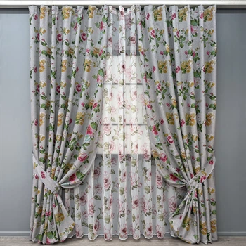 Комплект штор VR-Textil Лен Прованс 100х270 2шт и Тюль 400х270 2083ш-1867т Разноцветный 71-204/2