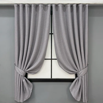 Комплект коротких штор VR-Textil Лен ELEMENTA № 1866ш Светло-серый 140х170см 2 шт (35-0464)