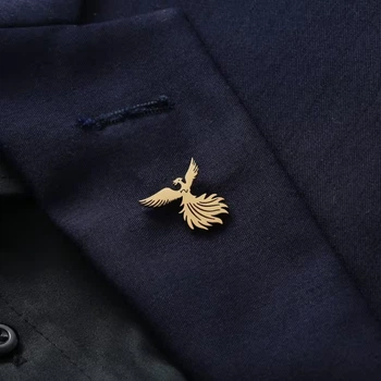 Значок-пін BROCHE брошка Птахи Фенікс зі сталі золотистий BRGV115631