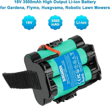 Аккумулятор BURGARDEN 18 В 3500 мАч для Gardena, Husqvarna Automower, McCulloch, Flymo