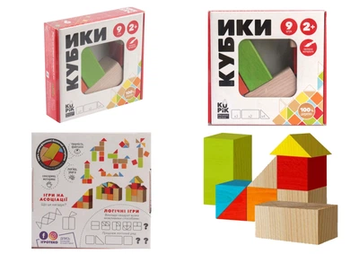 Дерев'яні кубики логічні 9 штук KuPik (900163)