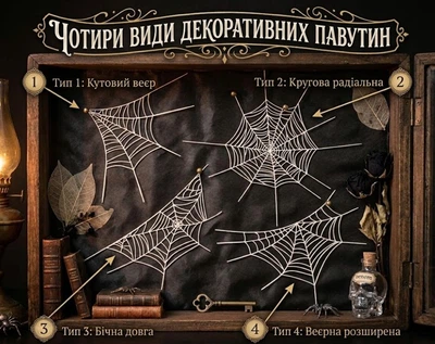 Набір декоративної павутини 4 шт на Хелловін на стіну, кути чи вікна Halloween Storm