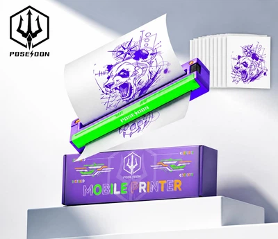 Трансферний термопринтер POSEIDON TR052 Tattoo Stencil Printer, пристрій для друку тату ескізів + 10 трансферних аркушів