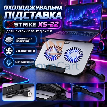 Охлаждающая подставка для ноутбука 10–17 дюймов, алюминиевая подставка с 2 вентиляторами, регулируемая подставка с LED