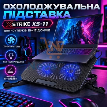Охлаждающая подставка для ноутбука 10–17 дюймов, подставка с 2 вентиляторами, регулируемая подставка с LED