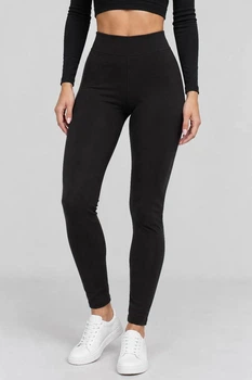 Лосины женские однотонные на флисе черный 214R329-1 AGER 3XL