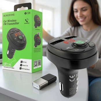 Фм модулятор блютуз для автомагнітоли Borofone Mp3 Black