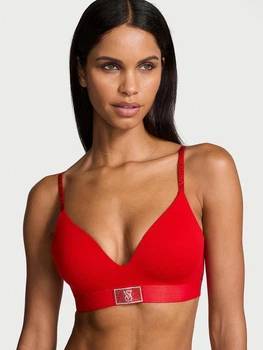 Бюстгальтер без косточек хлопковый Victoria's Secret 26947095 70C Красный (422567289146)