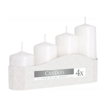 Набір свічок циліндричних парафінових Bispol Candles білі (sw50/4-090), 4 шт
