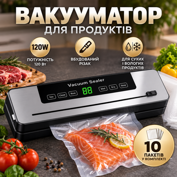 Вакууматор для продуктов TV-SH-06/LL-368 120 Вт со встроенным резаком Автоматическая вакуумная упаковочная машина с 10 пакетами