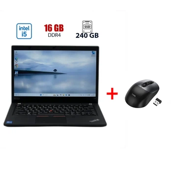 Ультрабук Lenovo ThinkPad T14 Gen 2 / 14" (1920x1080) IPS / Intel Core i5-1145G7 (4 (8) ядер по 2.6 - 4.4 GHz) / 16 GB DDR4 / 240 GB SSD / Intel Iris Xe Graphics / WebCam б/у + Подарок Беспроводная мышь HOCO GM28