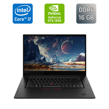 Игровой ноутбук Б-класс Lenovo ThinkPad x1 Extreme 2 nd / 15.6" (1920x1080) IPS / Intel Core i7-9750H (6 (12) ядер по 2.6 - 4.5 GHz) / 16 GB DDR4 / 512 GB SSD / nVidia GeForce GTX 1650, 4 GB GDDR6, 128-bit / WebCam / Fingerprint / Windows 10 б/у