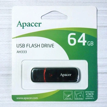 Флешка черная "Apacer" 64 GB