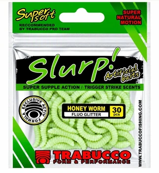 Силиконовая приманка Trabucco SLURP BAIT HONEY WORM XL FLUO GLITTER 25шт.