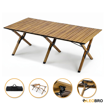 Раскладной туристический стол 120×60×44 см LEOBRO Camp Wood XL (LB-1069) каркас из стали с порошковым покрытием