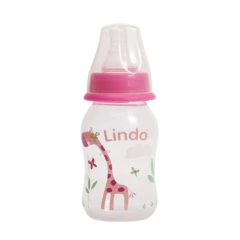 Пляшечка для годування з силіконовою соскою Lindo Li 144 125 мл Малиновий shop (4826721001449)