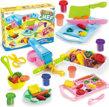 Игровой набор для лепки Kitchen Creations на 18 предметов с машиной для макарон и 5 цветами теста для детей от 3 лет для развития мелкой моторики