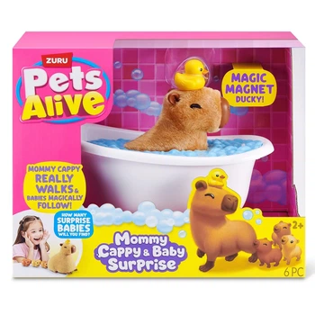 Інтерактивна іграшка Pets Alive Мама капібара з малюками, звук, ванна, 18 см