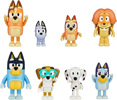 Набор из 8 фигурок Bluey Heeler Family фигурки семья Блуи с движущимися частями