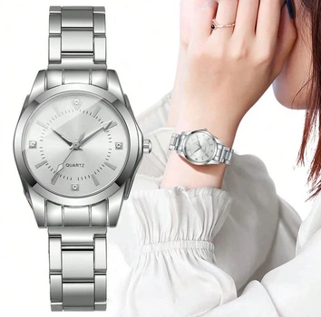 Женские кварцевые часы круглой формы (Silver-White)