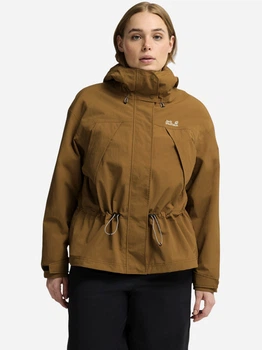 Куртка демісезонна коротка з капюшоном жіноча Jack Wolfskin A66229-G0095 S Коричнева (4064886760669)