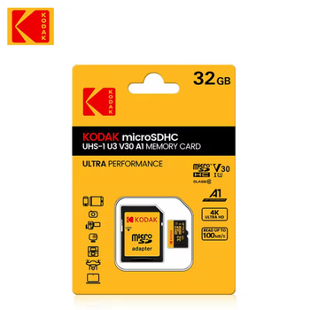 Карта пам'яті micro SD Kodak 32Gb U3 A1 class 10 + SD адаптер