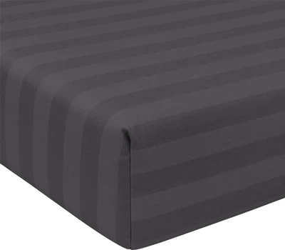 Простынь на резинке MirSon двуспальная 160x190+25 см 30-0012 Dark Gray Satin Stripe (2200005252277)