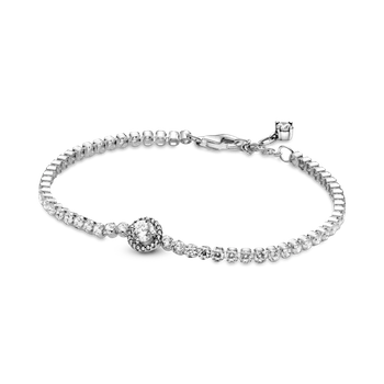 Pandora Браслет теннисный с ореолом 18 см (Silver-White)