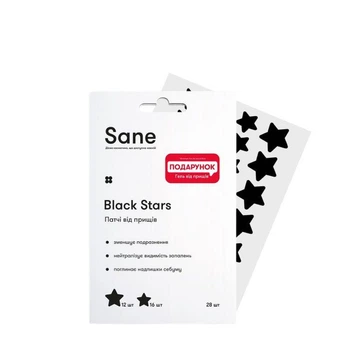 Патчи от прыщей Sane Black Stars с маслом чайного дерева, 28 шт
