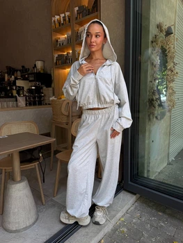 Жіночий однотонний костюм-трійка (корсет+кофта+штани) Uaclothes 42 Сірий (like39473-199121360)