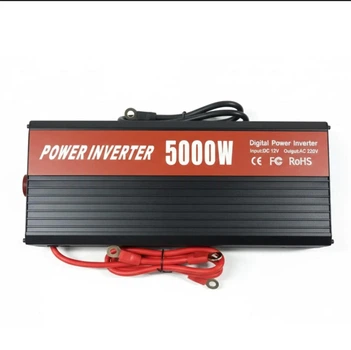 Перетворювач напруги інвертор 12V-220V 5000W, автомобільний інвертор з 12В на 220В з активним охолодженням та клемами