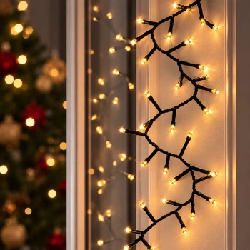 Гирлянда Новогодняя светодиодная VALESO «Фейерверк» многорежимная, 200 LED, 2.3 м, теплый свет, зеленый провод