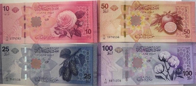 Сирія Набір 4 банкноти 10,25,50,100 Фунтів 2025 рік Банкноти світу UNC