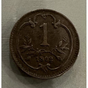 Австрія 1 гелер 1902 рік Монети світу