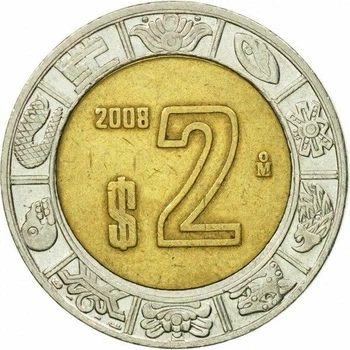 Мексика 2 песо 2008 рік Монети світу