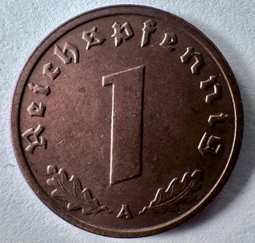 Німеччина Мітка монетного двору "А” - Берлін 1 рейхспфеніг 1939 рік Монети світу
