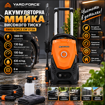 Акумуляторна мийка високого тиску для авто Yard Force EW U13A 130 Bar