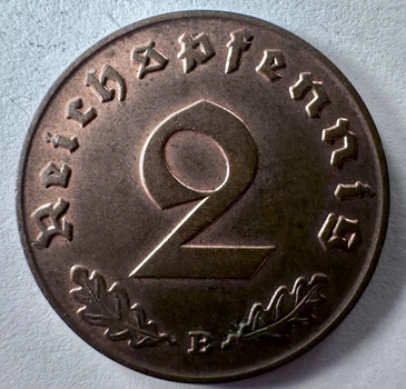 Німеччина Мітка монетного двору "В” - Відень 2 рейхспфеніга 1939 рік Монети світу