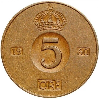 Швеція 5 ере 1960 рік Монети світу