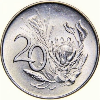 ПАР Напис англійською - "SOUTH AFRICA" 20 центів 1965 рік Монети світу
