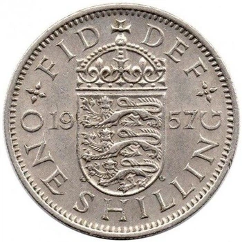 Велика Британія 1 шилінг 1957 рік Монети світу