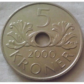 Норвегія 5 крон 2000 рік Монети світу