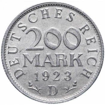 Німеччина Мітка монетного двору "D” - Мюнхен 200 марок 1923 рік Монети світу